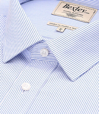 Chemise blanche coton rayures bleues - CLÉMENT