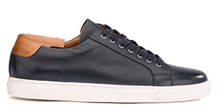 Sneakers cuir homme Navy Patiné - INGLEWOOD