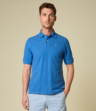 Polo homme Bleu Denim - Finition Lavée - GARETH