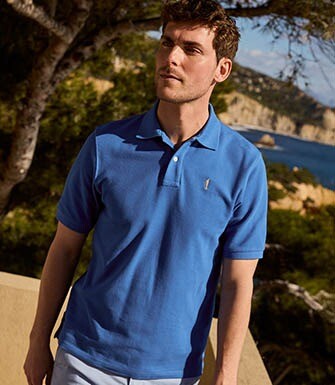 Polo homme Bleu Denim - Finition Lavée - GARETH