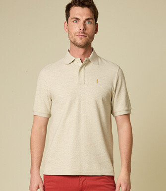 Polo homme Beige Chiné - Finition Lavée - GARETH