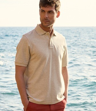 Polo homme Beige Chiné - Finition Lavée - GARETH