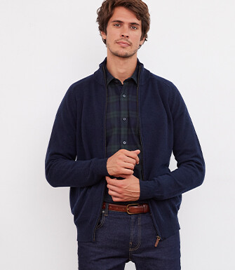 Gilet zippé homme laine Bleu Marine - KANE