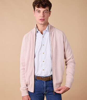Gilet zippé homme laine - Beige Clair - KANE