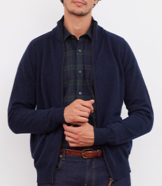 Gilet zippé homme laine Bleu Marine - KANE