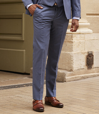 Pantalon de costume homme Bleu clair chiné - LAZARE