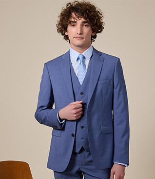 Veste de costume Bleu Moyen Chiné - LAZARE