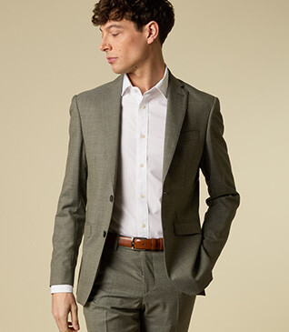 Veste de costume homme Kaki Clair Chiné - LAZARE