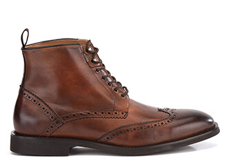 Derby boots homme à lacets Châtaigne patiné - CHARING GOMME CITY