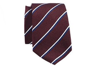 Cravate homme Soie Bordeaux rayée Marine et Écru