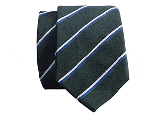 Cravate homme Soie rayée Verte Bleu et Ecru