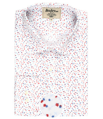 Chemise blanche coton imprimé rouge et bleu - RODRIGUES