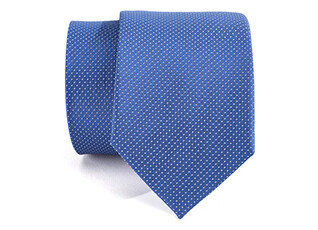 Cravate en soie Bleu Micro Pois blanc