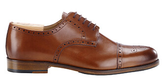 Derbies homme Cognac Patiné semelle cuir avec patin - BALDERTON PATIN