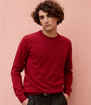 Pull col rond homme laine Rouge - CONAN
