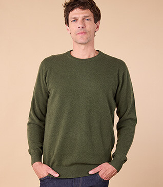 Pull homme laine col rond Vert - CONAN
