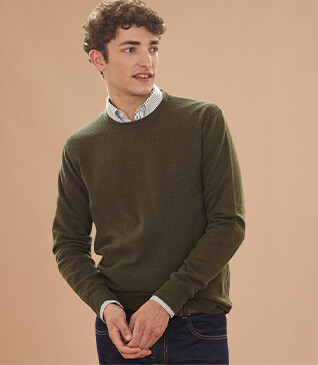 Pull homme laine col rond Vert - CONAN