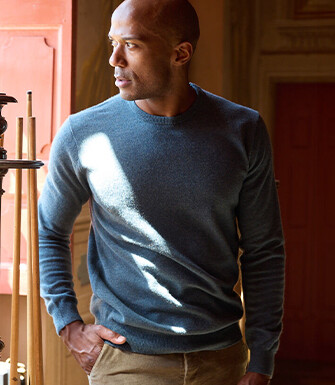 Pull col rond homme laine Vert chiné - CONAN