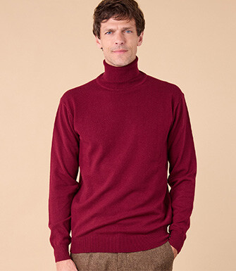Pull col roulé homme laine - Bordeaux - EMERIC