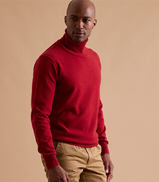 Pull col roulé homme laine Rouge - EMERIC