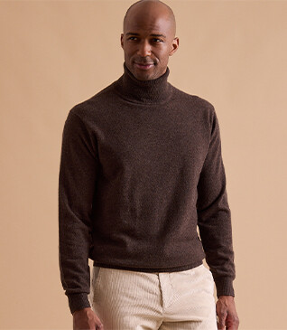 Pull col roulé homme laine Chocolat Foncé - EMERIC