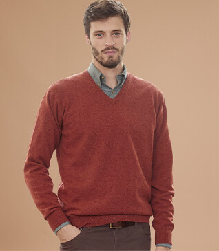 Pull homme laine col V Epice Chiné - ELIAN