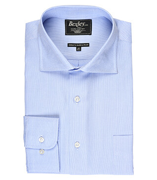 Chemise coton twill bleue - Col italien - CLAUDIO