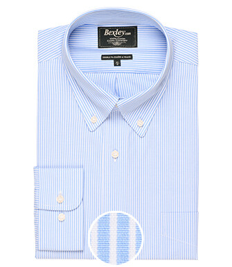 Chemise coton bleue à rayures blanches - QUINCY