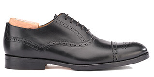 Richelieu homme Noir semelle cuir avec patin - HILCOTT PATIN