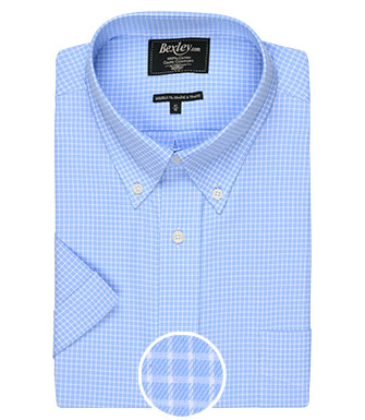 Chemise bleue carreaux fins blancs - Poche - CLAYN MC
