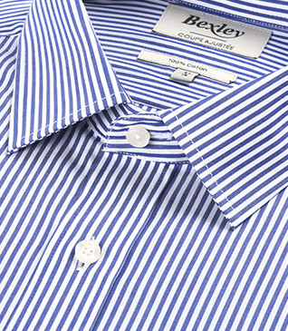Chemise coton rayée navy et blanc - MAXIMILIEN