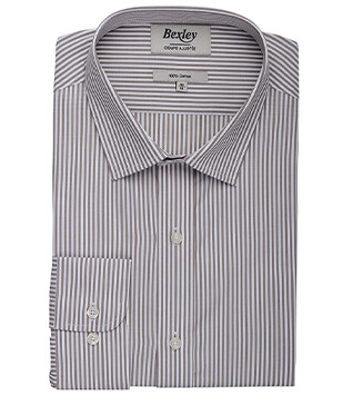 Chemise popeline rayée Taupe et Blanc - MAXIMILIEN