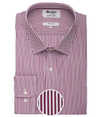 Chemise popeline rayée Bordeaux et Blanc - MAXIMILIEN