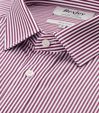 Chemise popeline rayée Bordeaux et Blanc - MAXIMILIEN