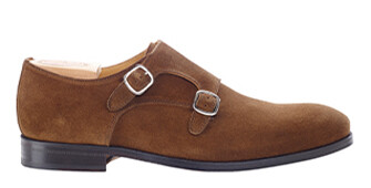 Chaussures homme double boucle Velours Havane - CHIGWELL