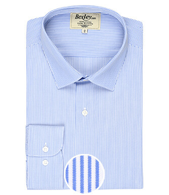 Chemise à fines rayures bleues - Col français - AUBERTIN CLASSIC