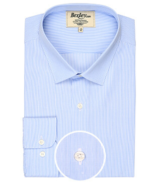 Chemise blanche à rayures bleues - ANSELME