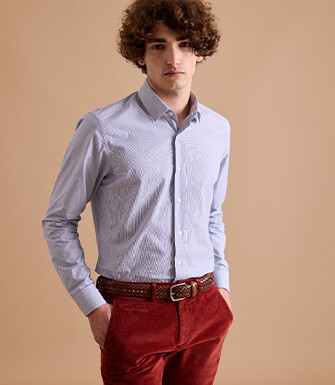 Chemise Bleue à rayures blanches - ANSELME