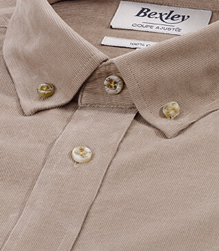 Chemise en velours Taupe Clair - WAYNE