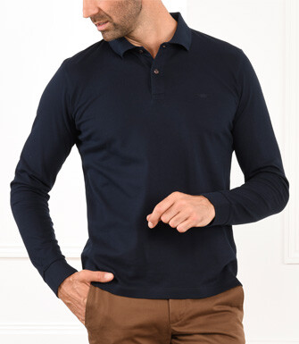 Polo manches longues homme Marine - ALEC ML
