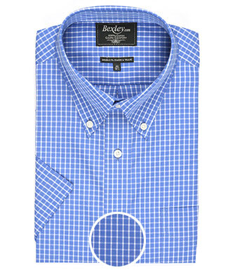 Chemise bleue à carreaux blancs - Poche - TRAVIS MC