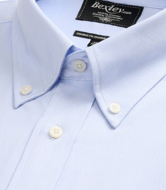 Chemise coton bleu pâle - Col américain - PATRICK MC