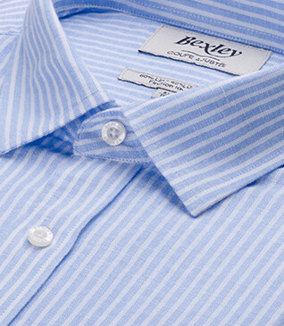 Chemise coton et lin rayures Bleu Ciel et Blanc - EDIBERT