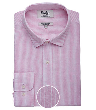Chemise coton et lin Rose et liseré Blanc - EDIBERT