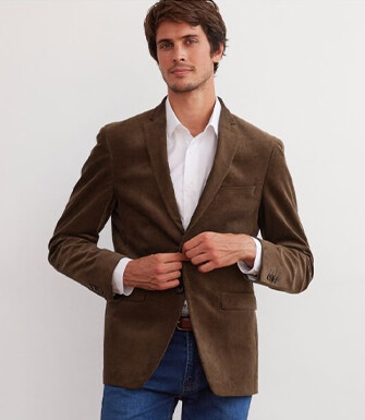 Blazer homme velours côtelé lavé Taupe foncé - LÉONTILDE