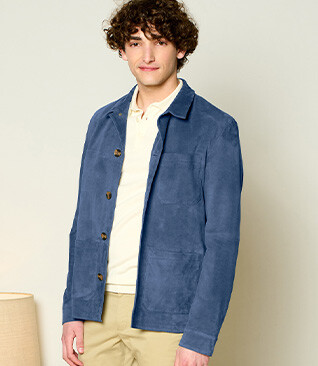 Veste en cuir daim homme Bleu - FAUSTIN