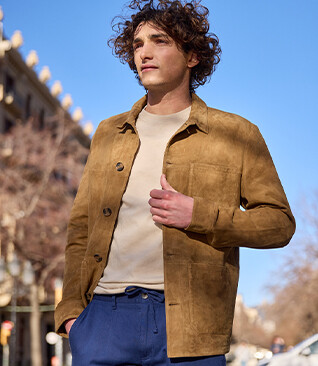 Veste en cuir daim homme Tabac - FAUSTIN