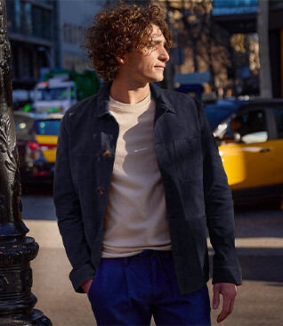 Veste en cuir daim homme Marine - FAUSTIN