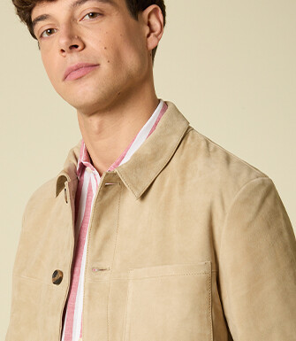 Veste en cuir daim - Beige Clair - FAUSTIN