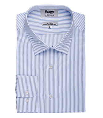 Chemise homme blanches à rayures bleues claires - GEOFFROY
